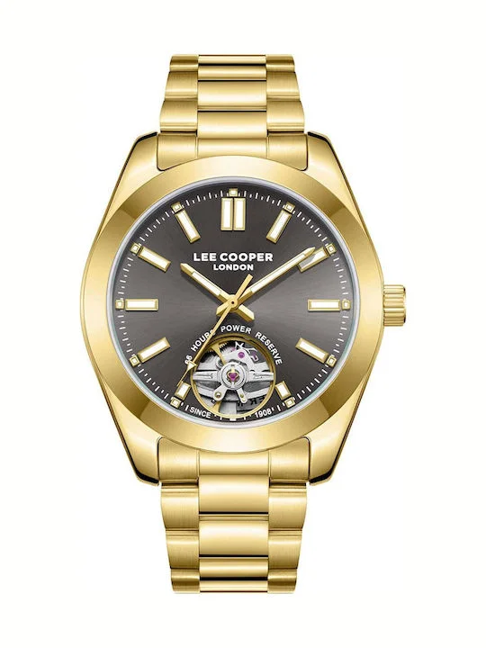 Φωτογραφία προϊόντος: Lee Cooper Bracelet Ανδρικό Ρολόι Αυτόματο με Χρυσό Μεταλλικό Μπρασελέ