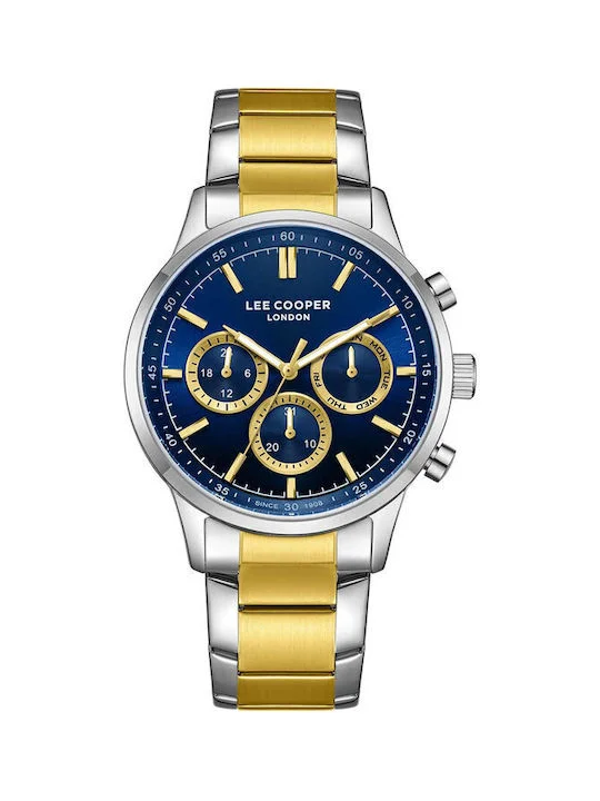 Φωτογραφία προϊόντος: Lee Cooper Ανδρικό Ρολόι 43.5mm Χρονογράφος Μπαταρίας με Χρυσό Μεταλλικό Μπρασελέ