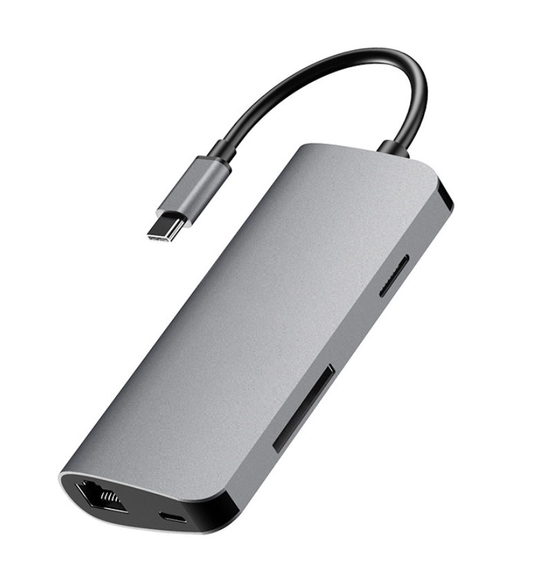 Φωτογραφία προϊόντος: 8 in 1 Type-C Hub με HDMI, PD, 3x USB 3.0, RJ45 και Card Reader