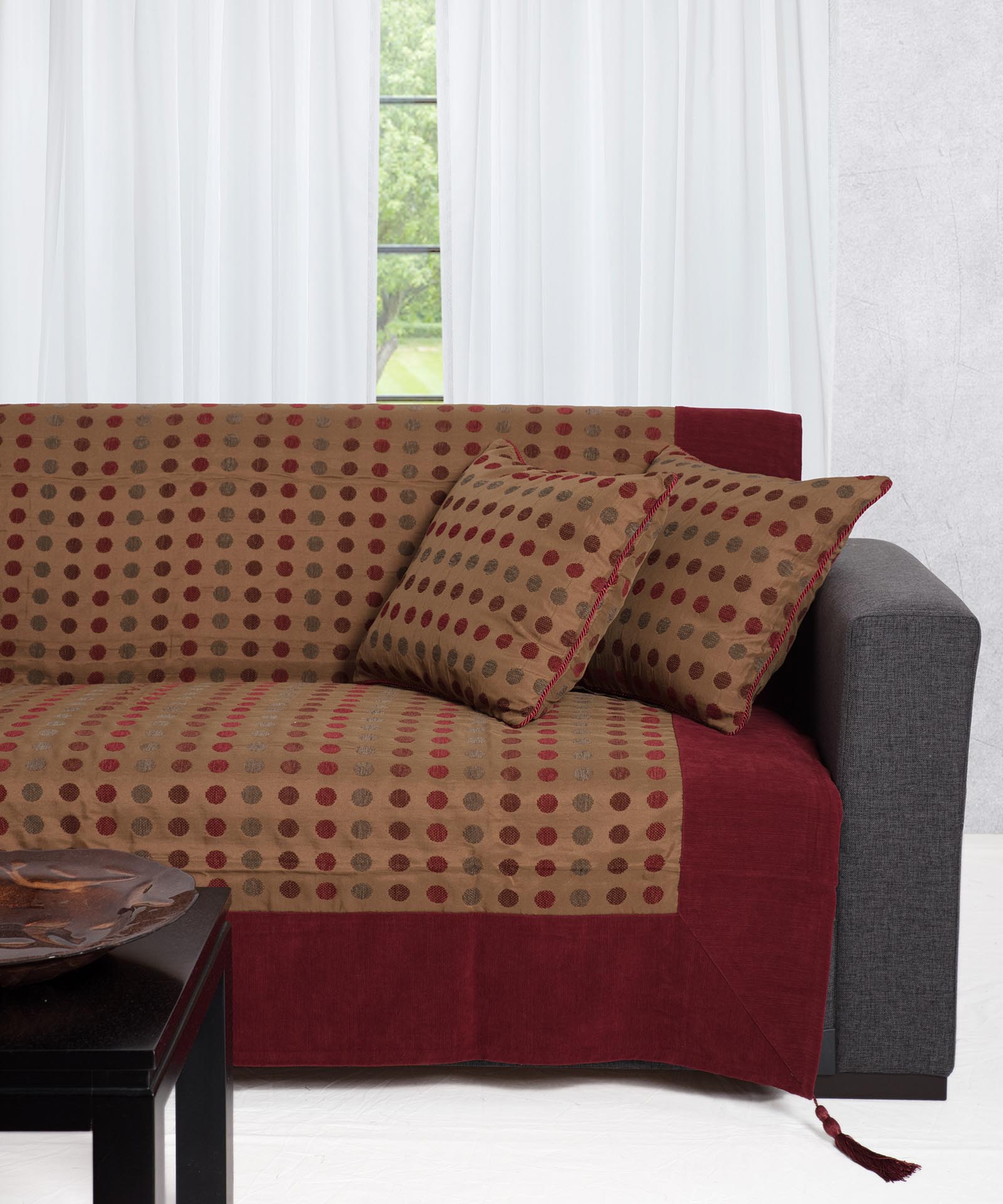 Φωτογραφία προϊόντος: SilkFashion ΡΙΧΤΑΡΙΑ 602 πουά (180cm x 180cm / 180cm x 250cm / 180cm x 300cm) μπορντώ