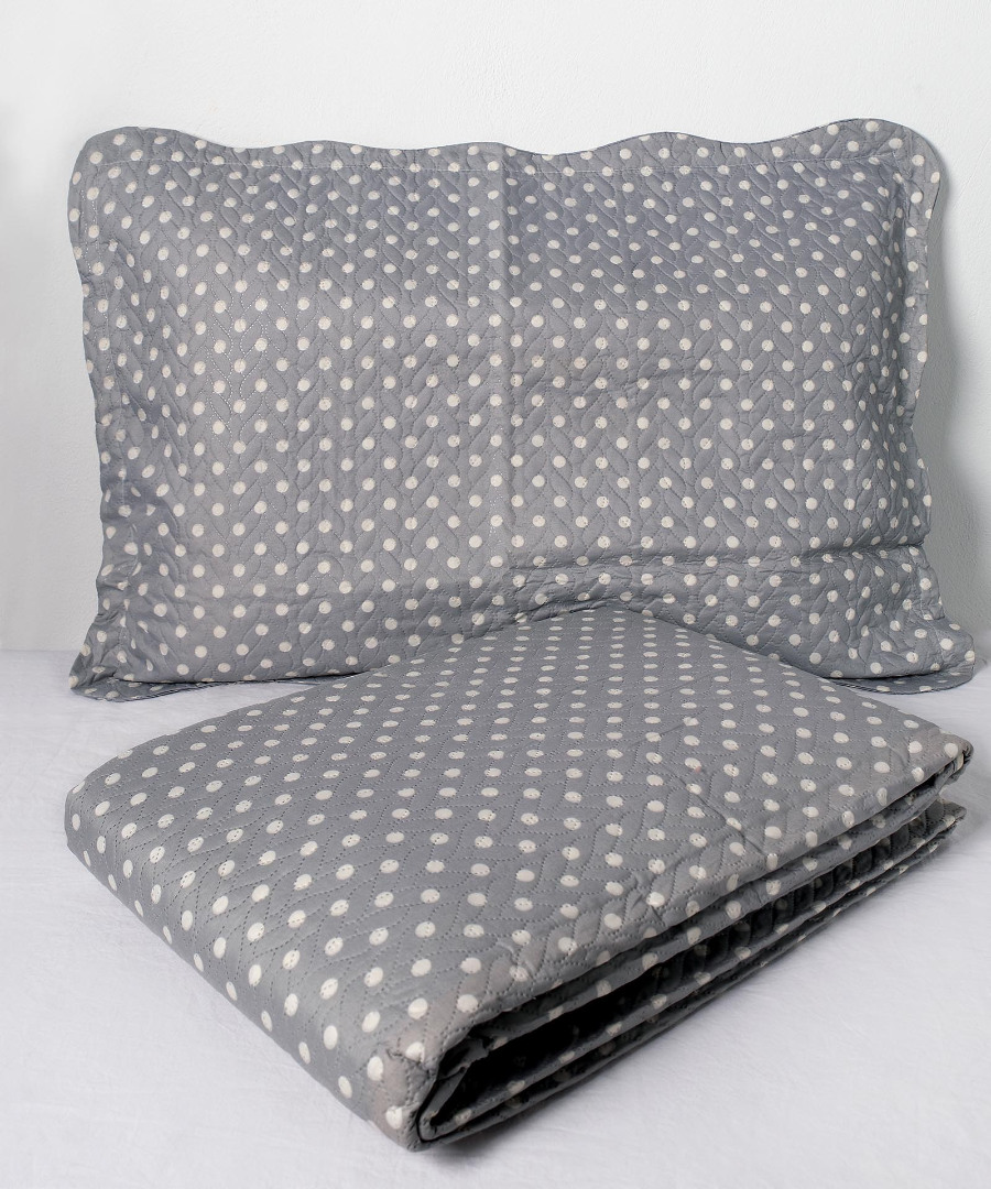 Φωτογραφία προϊόντος: SilkFashion ΚΟΥΒΕΡΛΙ σετ (220cm x 240cm + 2 x 50cm x 70cm) dot grey