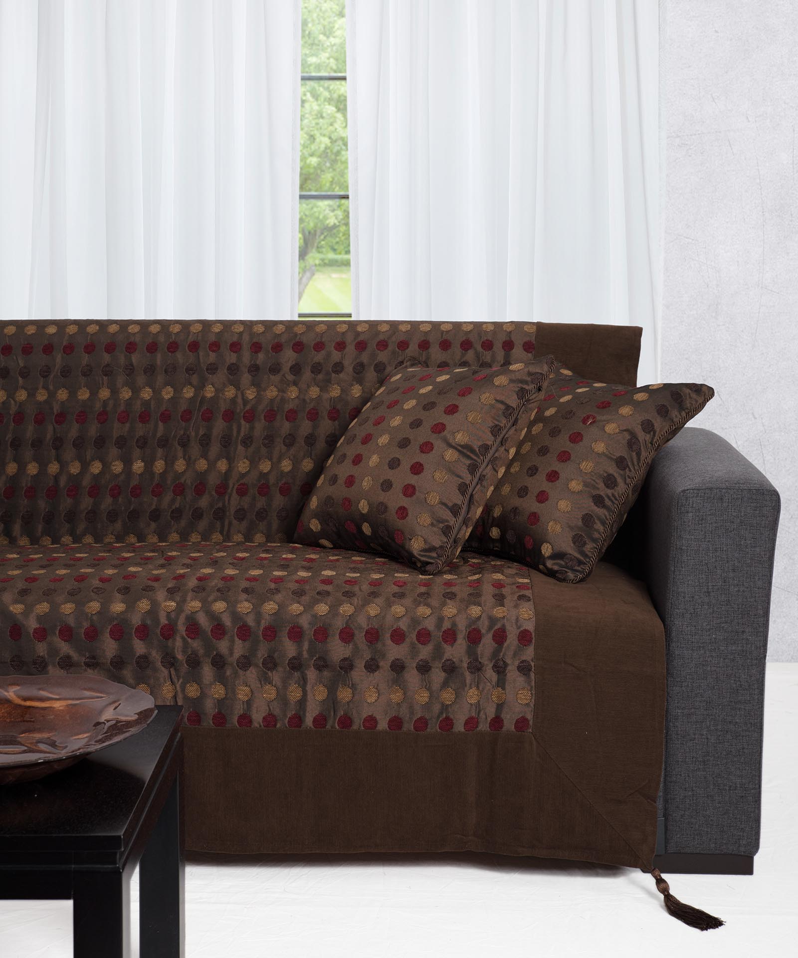Φωτογραφία προϊόντος: SilkFashion ΡΙΧΤΑΡΙΑ 602 πουά (150cm x 180cm) καφέ
