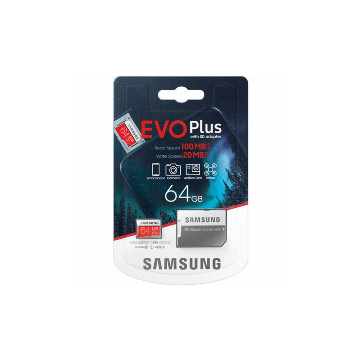 Φωτογραφία προϊόντος: Κάρτα μνήμης microSD 64GB SAMSUNG EVO PLUS με Adapter MB-MC64HA