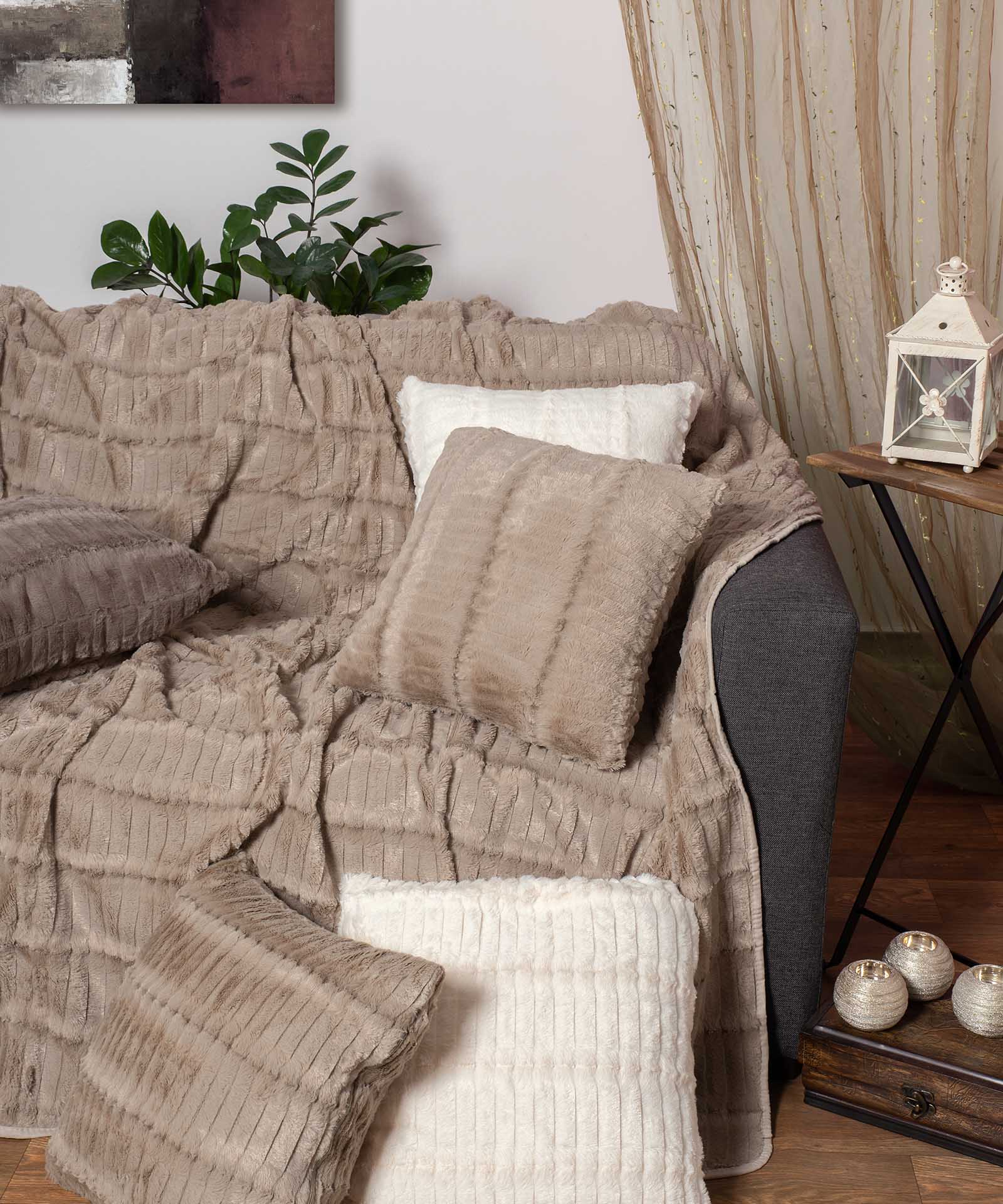Φωτογραφία προϊόντος: SilkFashion ΜΑΞΙΛΑΡΟΘΗΚΗ stripe (45cm x 45cm) μπέζ