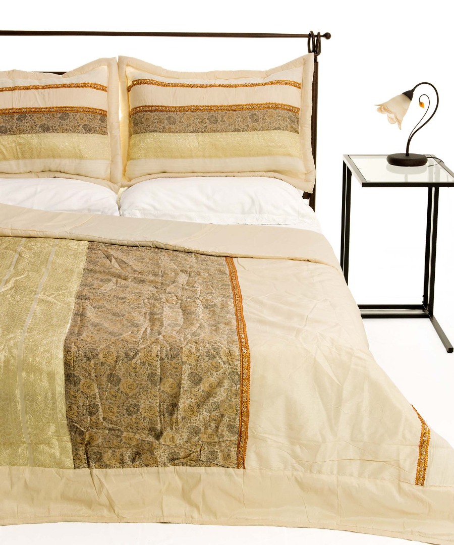Φωτογραφία προϊόντος: SilkFashion ΚΟΥΒΕΡΛΙ σετ (220cm x 240cm + 2 x 50cm x 70cm) TAJ MAHAL ivory