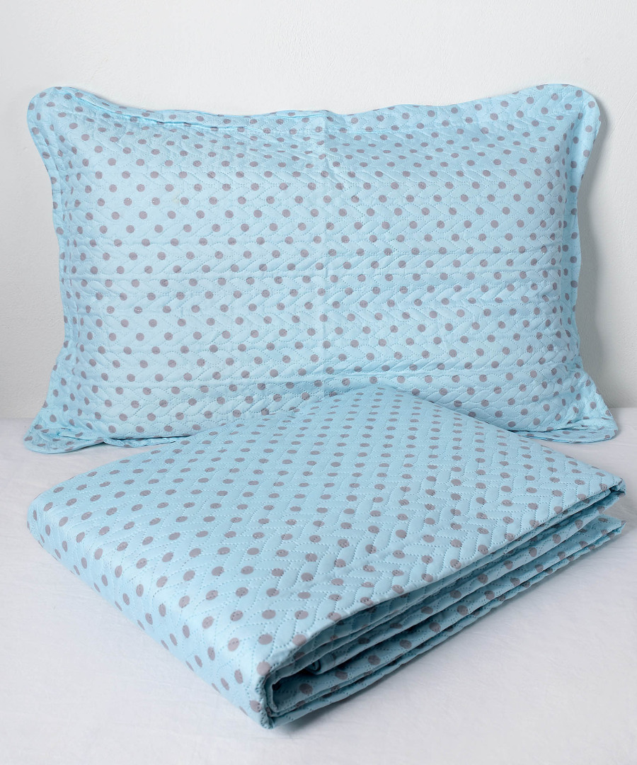 Φωτογραφία προϊόντος: SilkFashion ΚΟΥΒΕΡΛΙ σετ (220cm x 240cm + 2 x 50cm x 70cm) dot siel