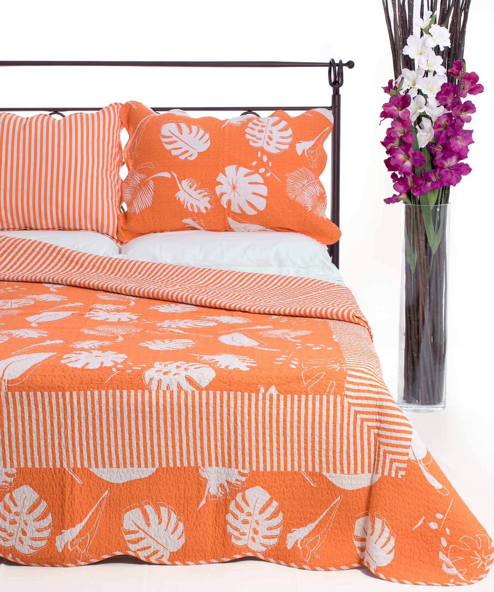 Φωτογραφία προϊόντος: SilkFashion ΚΟΥΒΕΡΛΙ σετ( 220cm x 240cm + 2 x 50cm x 70cm) 350 πορτοκαλί
