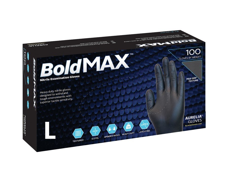 Φωτογραφία προϊόντος: Γάντια Νιτριλίου AURELIA BOLD MAX Μαύρα Large 100 Τεμ.