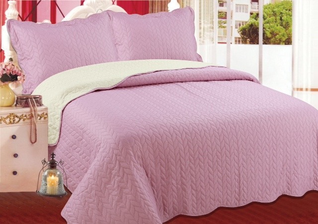 Φωτογραφία προϊόντος: SilkFashion ΚΟΥΒΕΡΛΙ σετ (220cm x 240cm + 2 x 50cm x 70cm) φύλλο amethyst