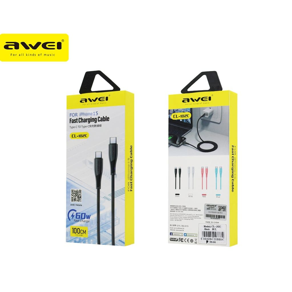 Φωτογραφία προϊόντος: AWEI CL-182C Metal Fast Data Cable 1m Type-C σε Type-C