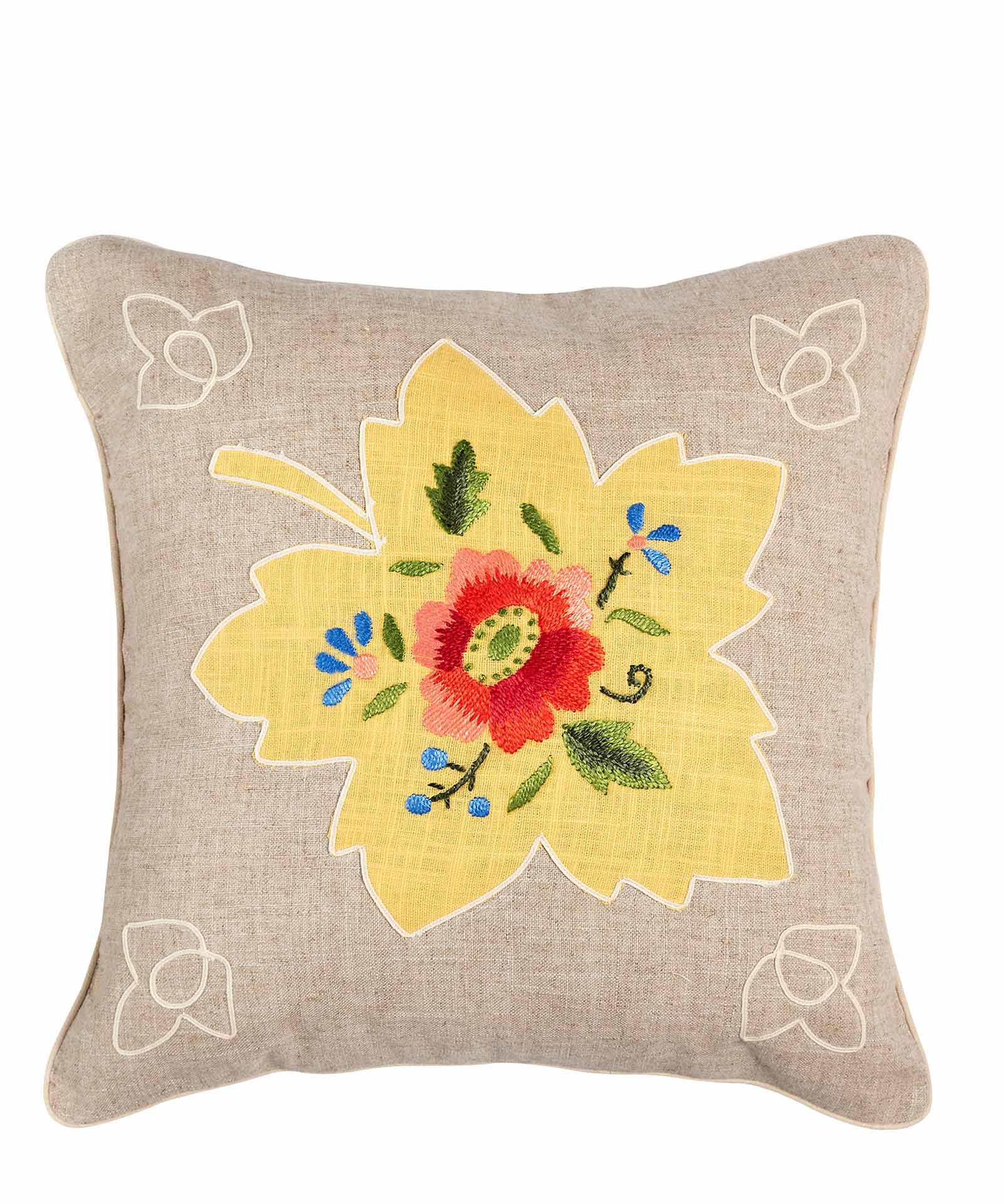 Φωτογραφία προϊόντος: SilkFashion ΜΑΞΙΛΑΡΟΘΗΚΗ (45cm x 45cm) λινό λουλούδι3