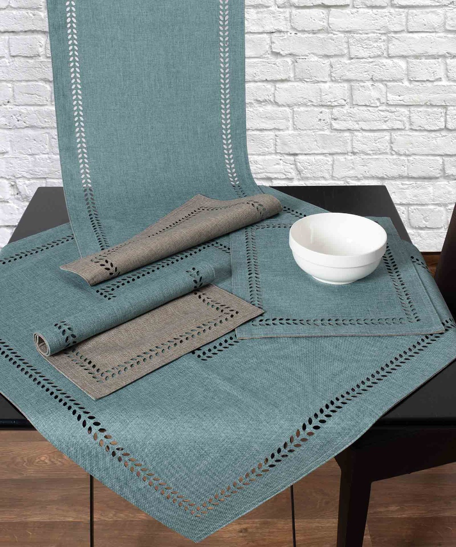 Φωτογραφία προϊόντος: SilkFashion τραβέρσα (40cm x 120cm) bg18 πετρόλ/γκρι