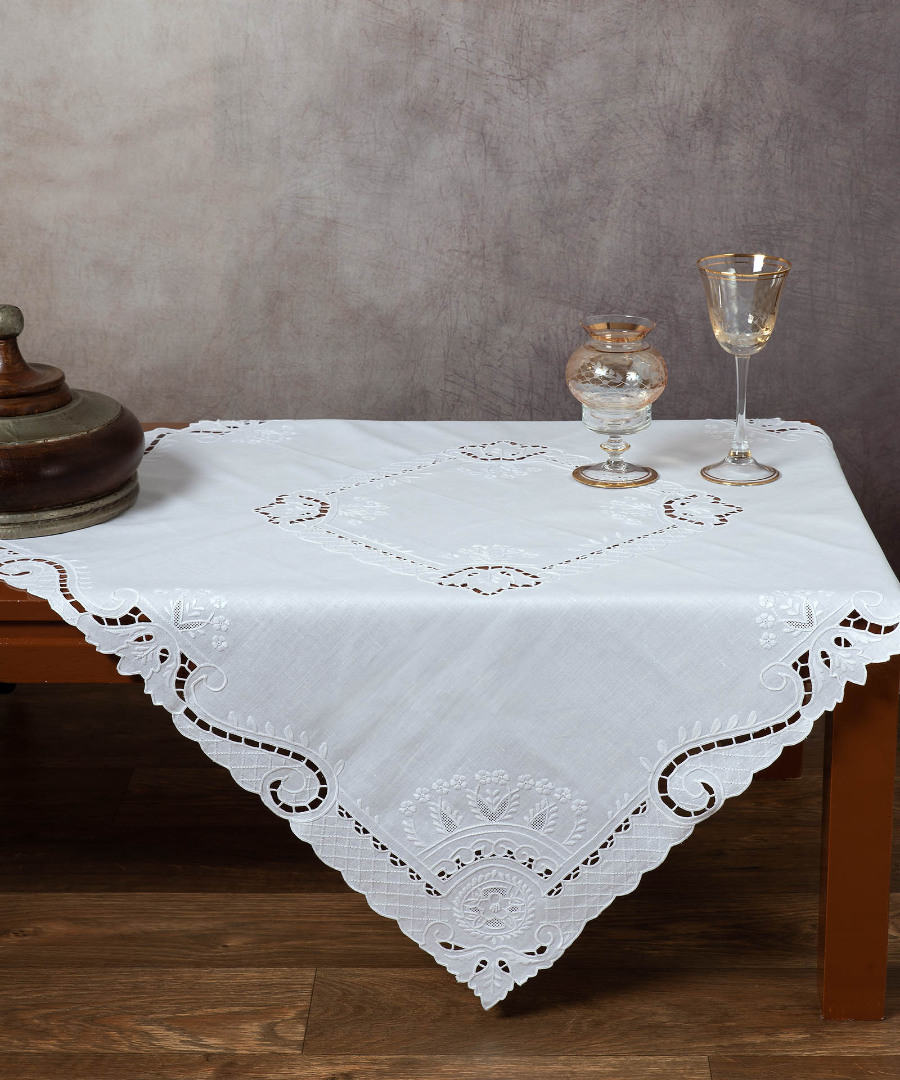 Φωτογραφία προϊόντος: SilkFashion Χειροποίητο καρέ 461 (90cm x 90cm) λευκό