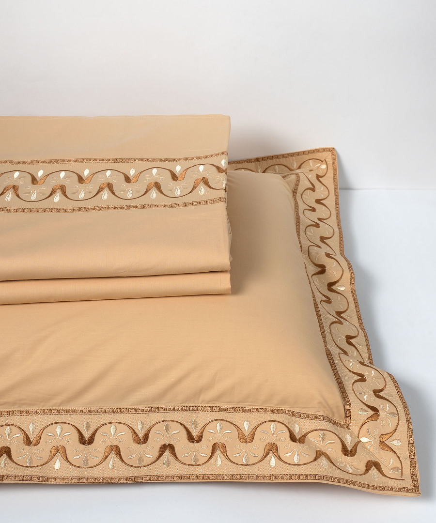 Φωτογραφία προϊόντος: SilkFashion σεντόνια βαμβακερά ( 230cm x 250cm 2x 50cm x 70cm) M126 χρυσό