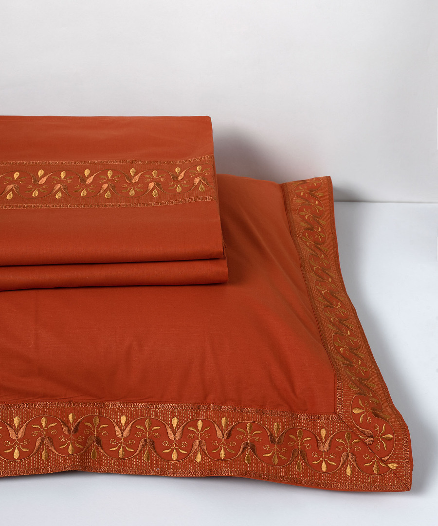 Φωτογραφία προϊόντος: SilkFashion σεντόνια βαμβακερά ( 230cm x 250cm 2x 50cm x 70cm) M126 κεραμιδί