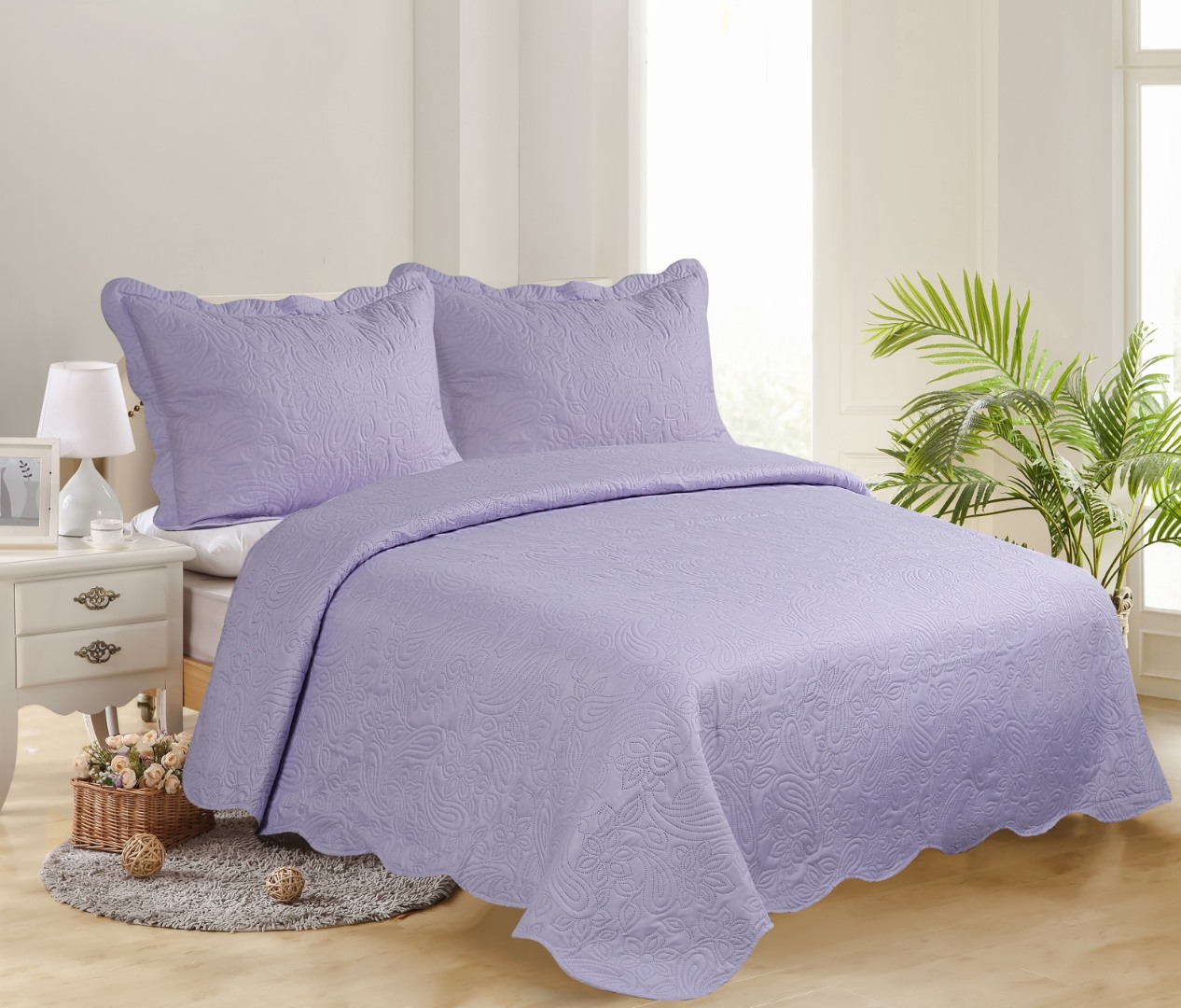 Φωτογραφία προϊόντος: SilkFashion ΥΠΕΡΔΙΠΛΟ ΚΟΥΒΕΡΛΙ (220cm x 240cm + 2 x 50cm x 70cm )SOLID LIGHT LILA/ DARK LILA