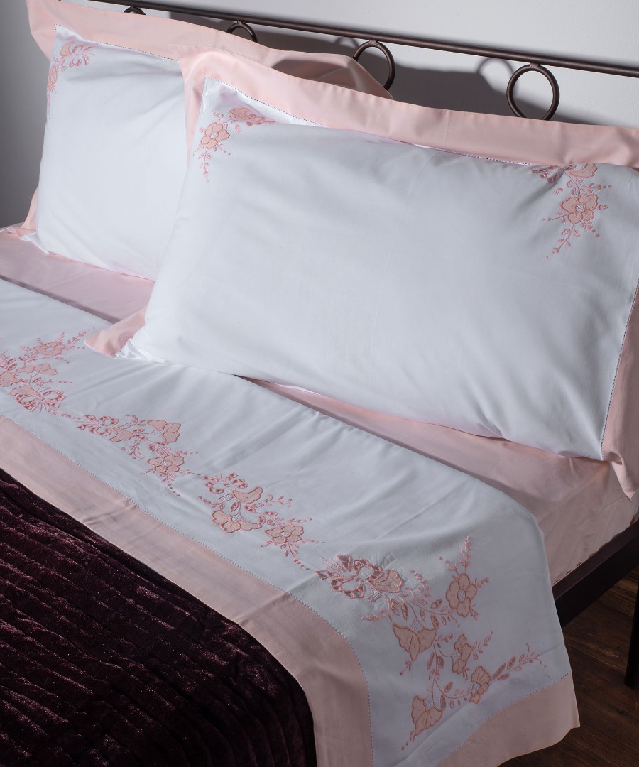 Φωτογραφία προϊόντος: SilkFashion ΧΕΙΡΟΠΟΙΗΤΟ ΑΠΛΙΚΕ ΣΕΝΤΟΝΙ NJ01 ΤΕΣΣΑΡΩΝ ΤΕΜΑΧΙΩΝ (225CM X 270CM) ΛΕΥΚΟ/ΡΟΖ