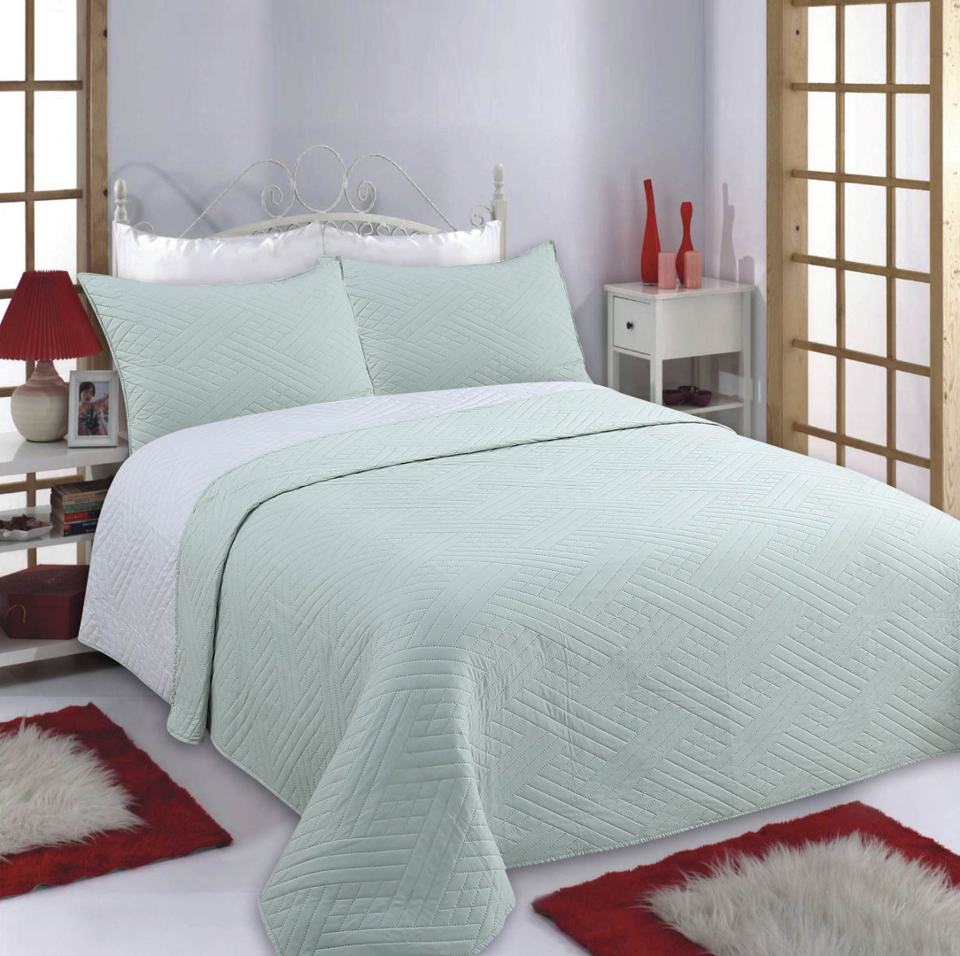 Φωτογραφία προϊόντος: SilkFashion ΚΟΥΒΕΡΛΙ σετ (240cm x 260cm + 2 x 50cm x 70cm) DIAMOND mint/grey