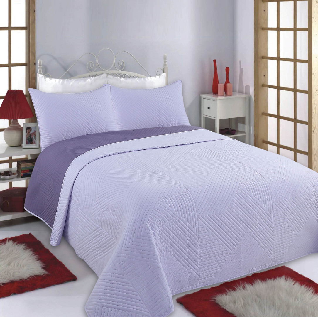 Φωτογραφία προϊόντος: SilkFashion ΚΟΥΒΕΡΛΙ σετ (220cm x 240cm + 2 x 50cm x 70cm) LINES lila/purple