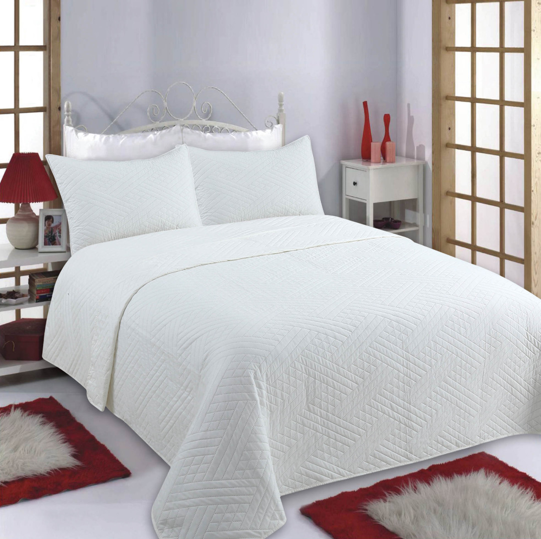Φωτογραφία προϊόντος: SilkFashion ΚΟΥΒΕΡΛΙ σετ (220cm x 240cm + 2 x 50cm x 70cm) DIAMOND ivory
