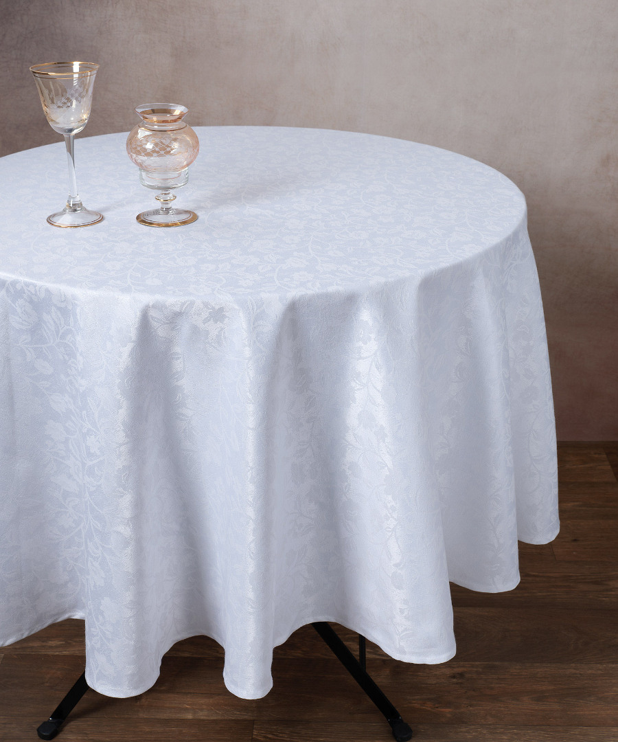 Φωτογραφία προϊόντος: SilkFashion Ζακάρ ροτόντα 1010 (180cm) λευκό