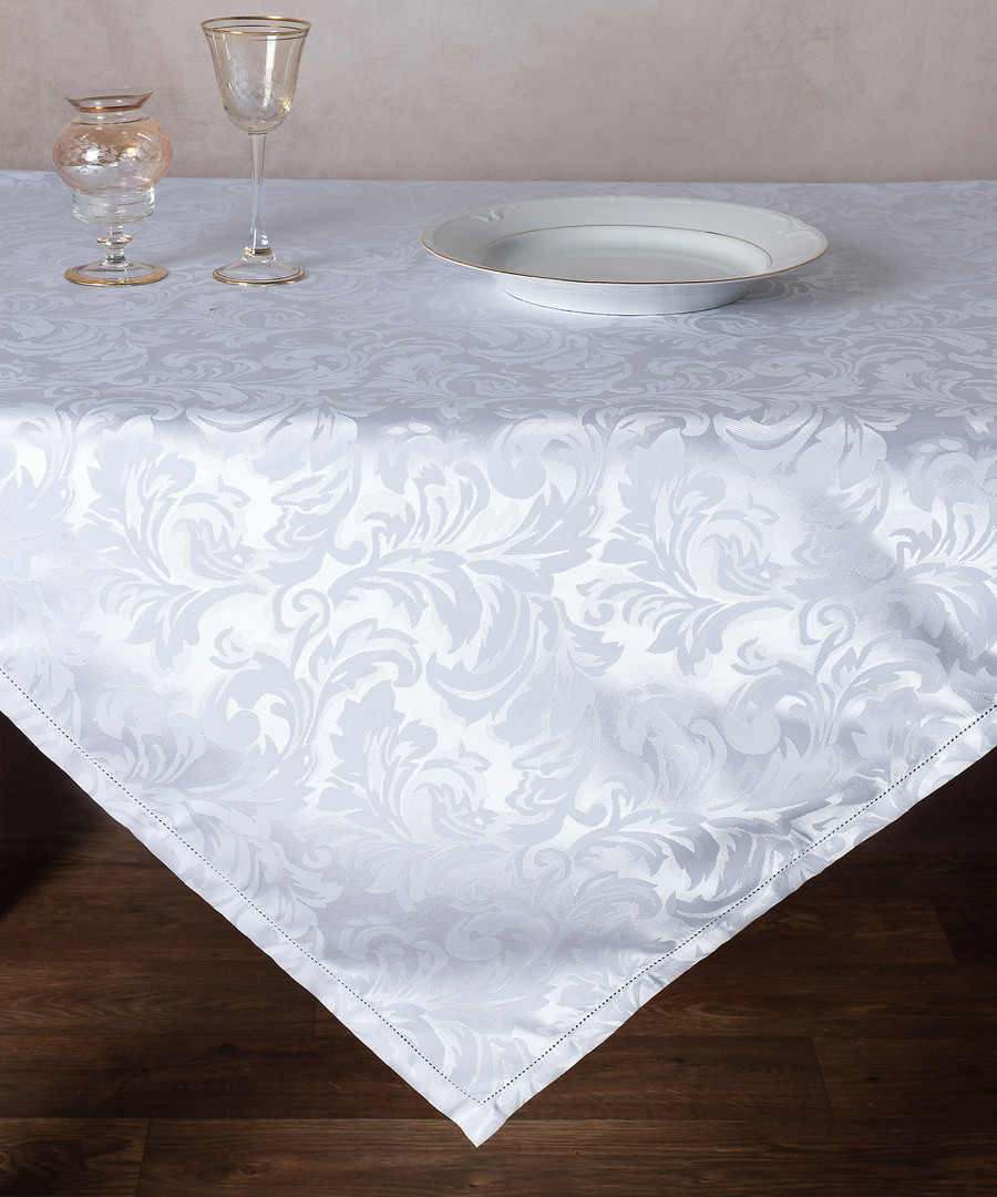 Φωτογραφία προϊόντος: SilkFashion Ζακάρ τραπεζομάντηλο 107147 (140cm x 140cm) λευκό
