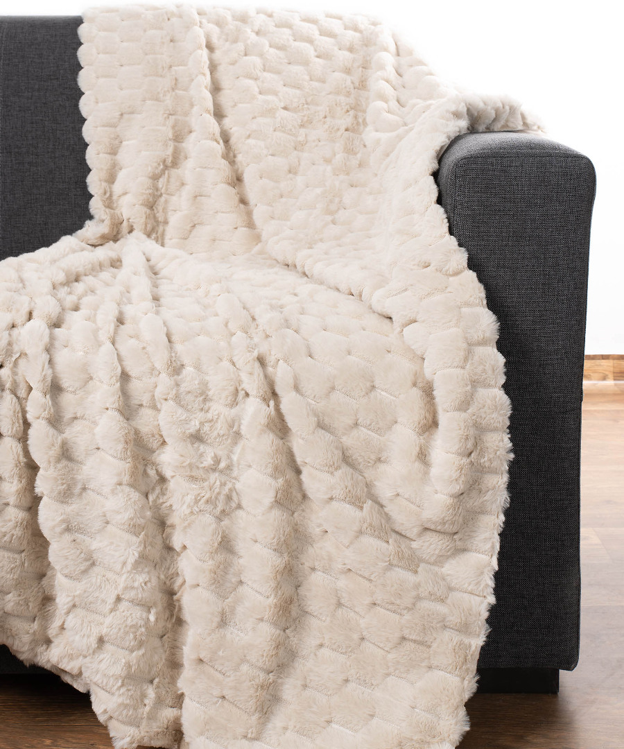 Φωτογραφία προϊόντος: SilkFashion Διακοσμητικό γούνινο ριχτάρι mink (170cm x 220cm) ivory
