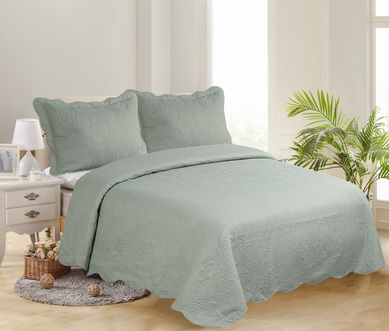 Φωτογραφία προϊόντος: SilkFashion ΜΟΝΟ ΚΟΥΒΕΡΛΙ SOLID (160cm x 220cm + 1 x 50cm x 70cm ) MINT/CREAM