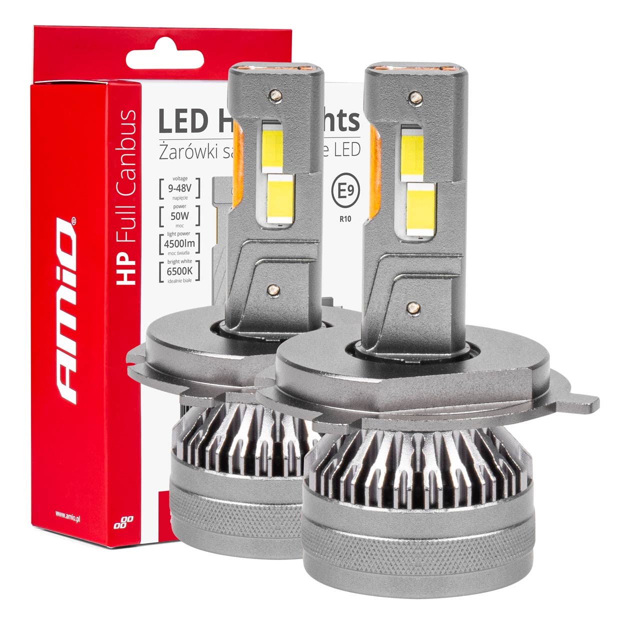 Φωτογραφία προϊόντος: Σετ Λαμπες AMIO LED HP H4 6500K 50W 4500LMNS FULL CANBUS 2τμχ