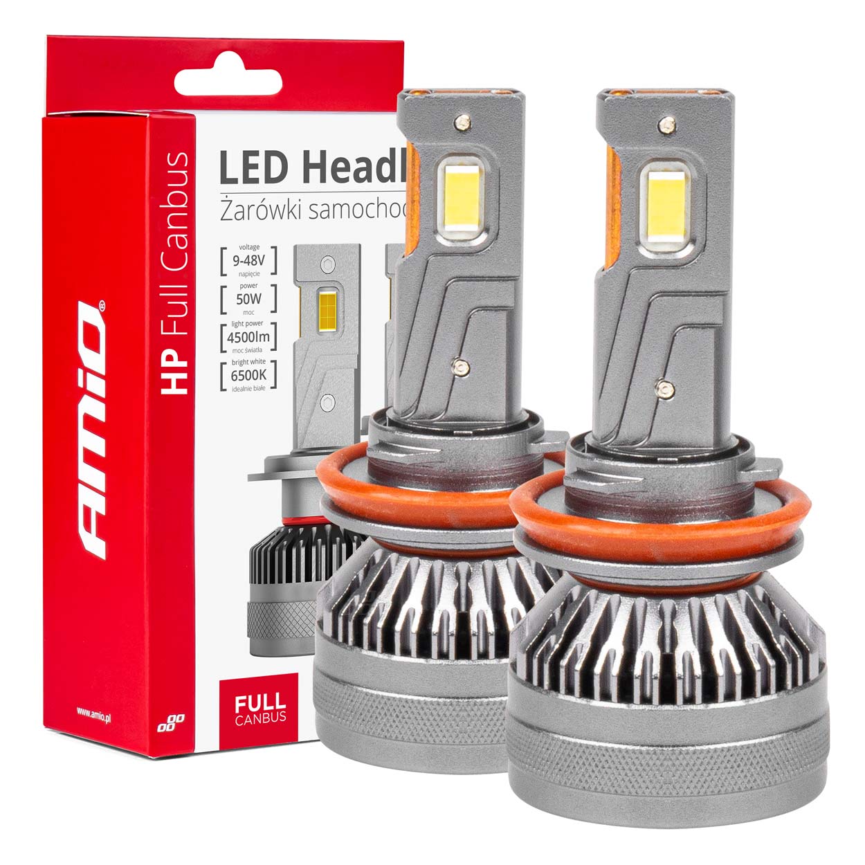 Φωτογραφία προϊόντος: Σετ Λαμπες AMIO LED HP Η8/Η9/Η11 6500K 50W 4500LMNS FULL CANBUS
