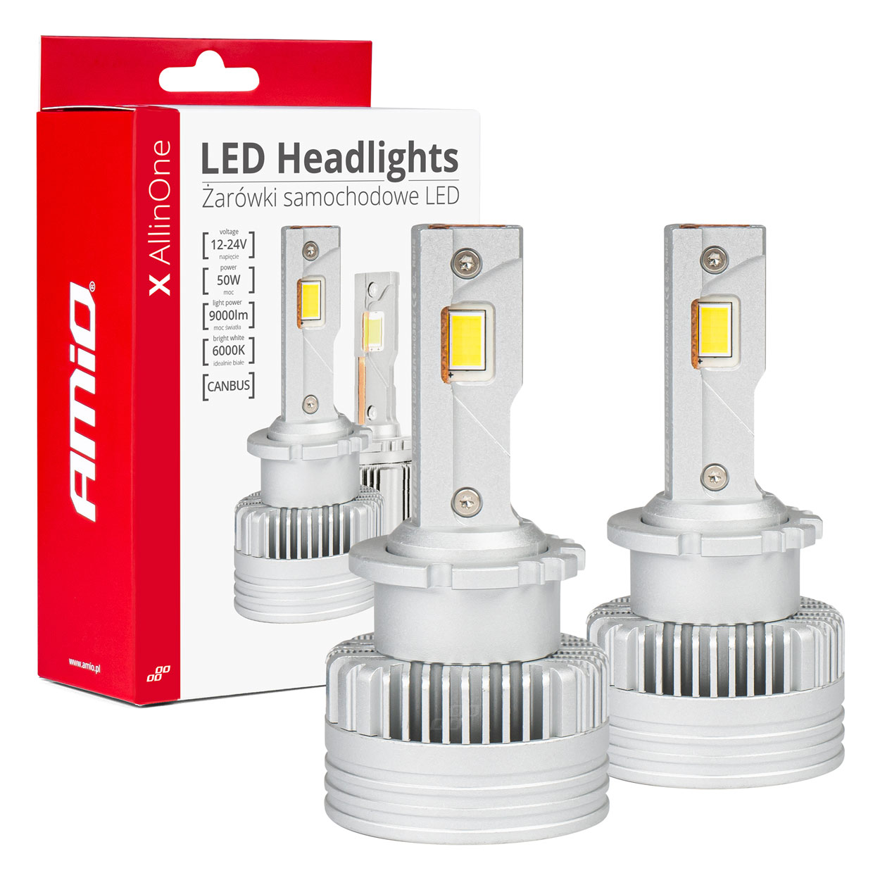 Φωτογραφία προϊόντος: Σετ Λάμπες LED AMiO All in One D2S/D2R/D4S/D4R Canbus 12/24V 50W 6063lm 6000K (03670)
