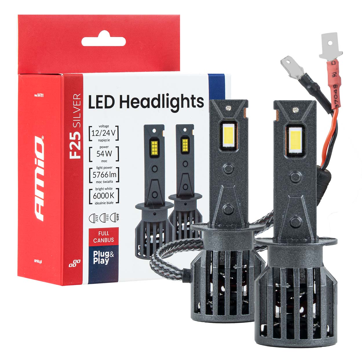 Φωτογραφία προϊόντος: Σετ Λάμπες LED H1 F25 Silver Edition 54W 12V/24V Full Canbus 5766lm AMIO-04701