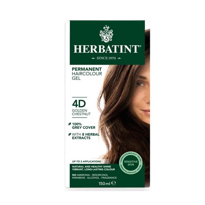 Φωτογραφία προϊόντος: Herbatint Permanent Gel Βαφή Μαλλιών Χωρίς Αμμωνία 4D Καστανό Χρυσαφί 150ml