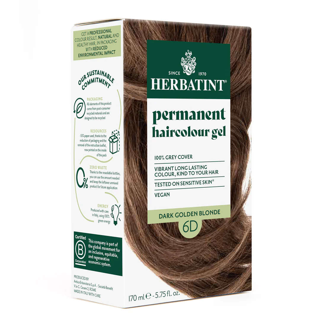 Φωτογραφία προϊόντος: Herbatint Permanent Gel Βαφή Μαλλιών Χωρίς Αμμωνία 6D Ξανθό Σκούρο Χρυσαφί 170ml