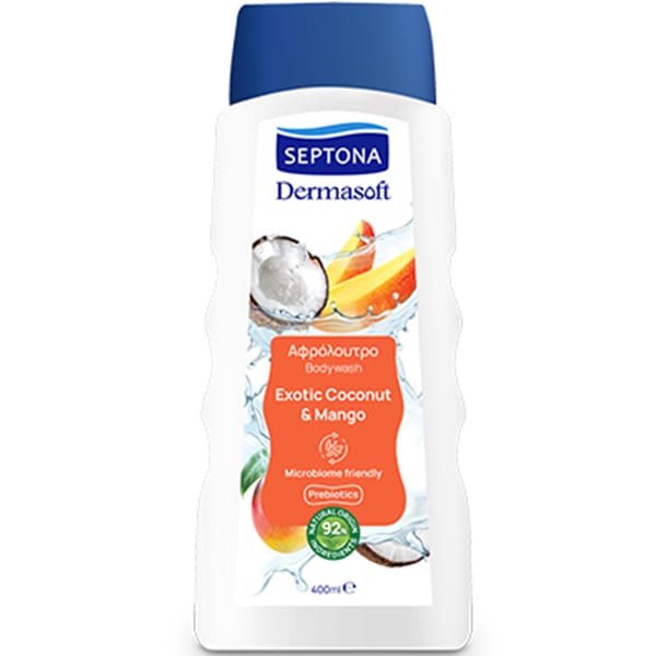 Φωτογραφία προϊόντος: Septona Dermasoft Exotic Coconut & Mango Αφρόλουτρο με Εκχύλισμα Εξοτικής Καρύδας & Μάνγκο, 400ml