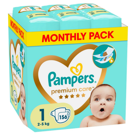 Φωτογραφία προϊόντος: Pampers Πάνες με Αυτοκόλλητο Premium Care Monthly Pack No. 1 για 2-5kg 156τμχ