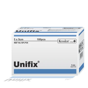 Φωτογραφία προϊόντος: Kessler Unifix Μη Αποστειρωμένες Γάζες 8ply 5x5cm 100τμχ