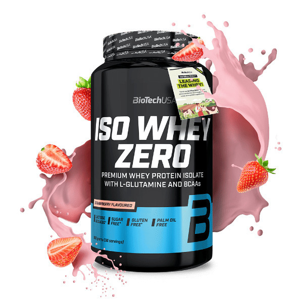 Φωτογραφία προϊόντος: BiotechUSA Biotech USA Iso Whey Zero Lactose Redused Πρωτεΐνη Ορού Γάλακτος Χωρίς Γλουτένη με Γεύση Φράουλα 908gr