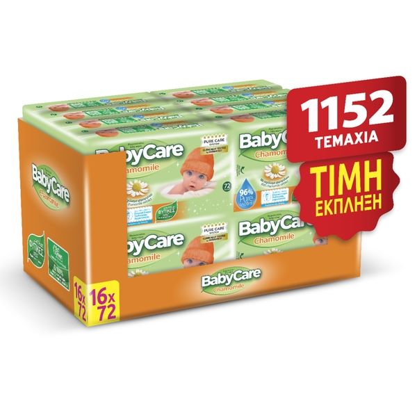 Φωτογραφία προϊόντος: ΜΕΓΑ Babycare Chamomile Μωρομάντηλα με Χαμομήλι 16x72τμχ