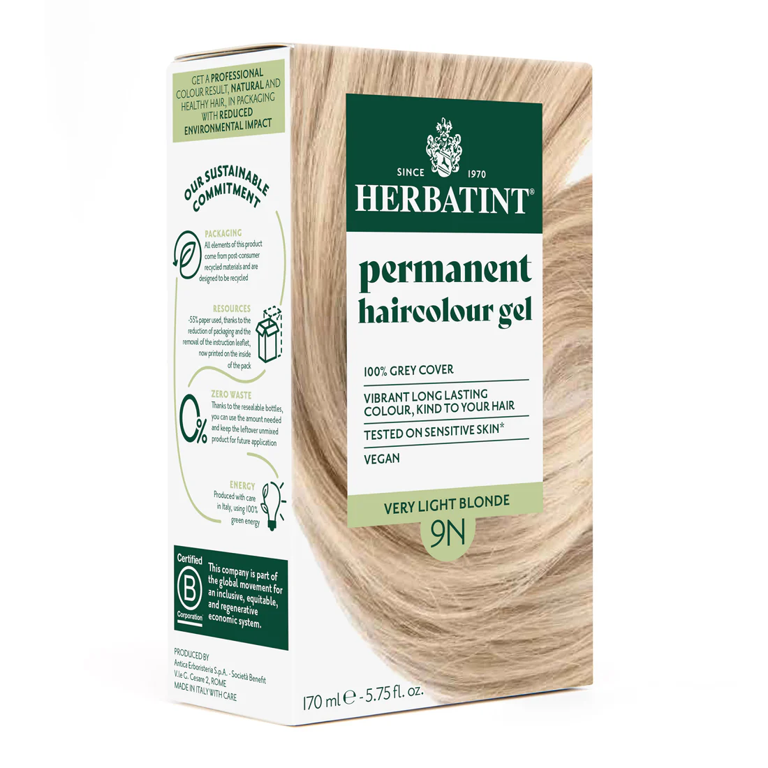 Φωτογραφία προϊόντος: Herbatint Permanent Gel Βαφή Μαλλιών Χωρίς Αμμωνία 9N Ξανθό Μελί 170ml