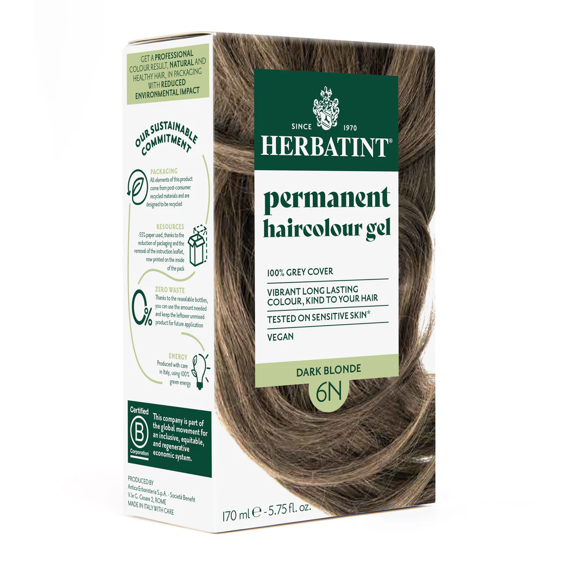 Φωτογραφία προϊόντος: Herbatint Permanent Gel Βαφή Μαλλιών Χωρίς Αμμωνία 6N Ξανθό Σκούρο 170ml
