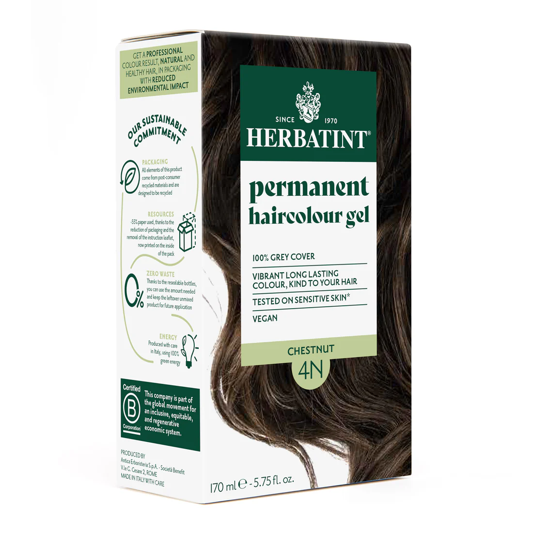 Φωτογραφία προϊόντος: Herbatint Permanent Gel Βαφή Μαλλιών Χωρίς Αμμωνία 4N Καστανό 170ml