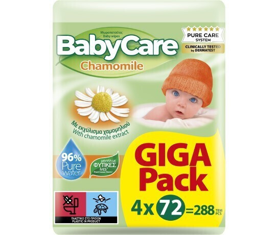 Φωτογραφία προϊόντος: ΜΕΓΑ BabyCare Chamomile Μωρομάντηλα χωρίς Οινόπνευμα & Parabens 4x72τμχ