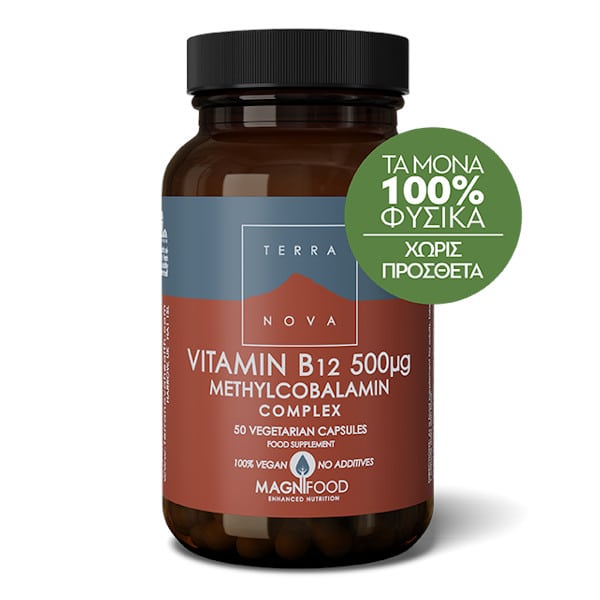 Φωτογραφία προϊόντος: TERRA NOVA TerraNova Vitamin B12 Methylcobalamin Complex Βιταμίνη για την Υγεία του Νευρικού Συστήματος 500mcg 50 φυτικές κάψουλες