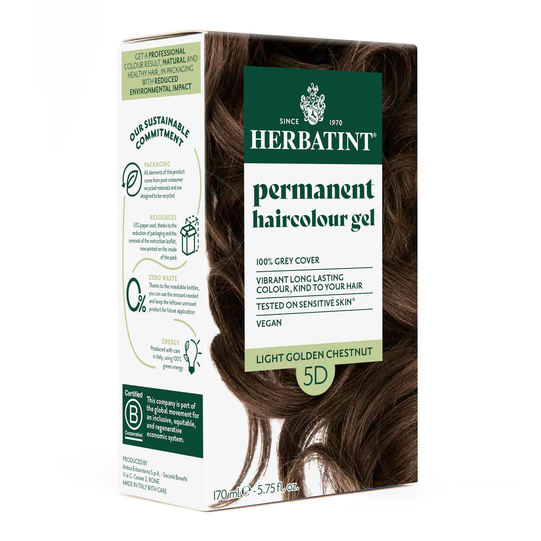 Φωτογραφία προϊόντος: Herbatint Permanent Gel Βαφή Μαλλιών Χωρίς Αμμωνία 5D Καστανό Ανοικτό Χρυσαφί 170ml