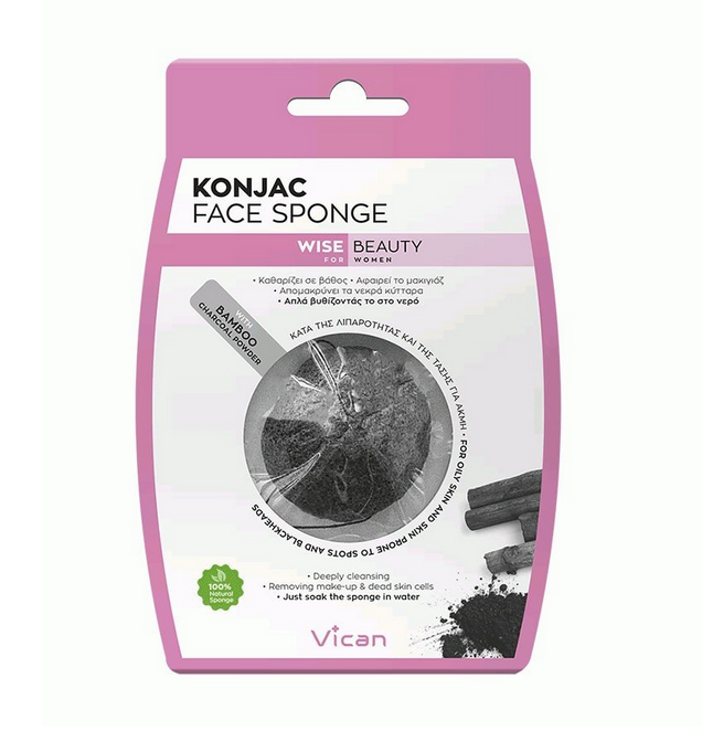 Φωτογραφία προϊόντος: Vican Wise Beauty Konjac Face Sponge Bamboo Charcoal Powder