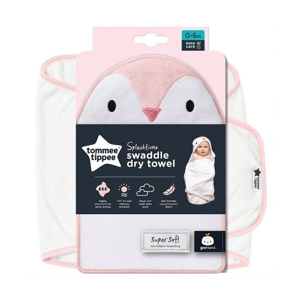 Φωτογραφία προϊόντος: Tommee Tippee Splashtime Swaddle Dry Towel (0-6m) - Penny the Penguin