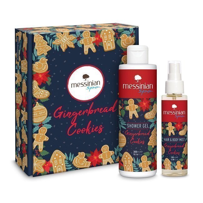 Φωτογραφία προϊόντος: Messinian Spa Promo Gingerbread Cookies Κουτί 3 - Αφρόλουτρο 300ml & Σπρέι Μαλλιών & Σώματος 100ml