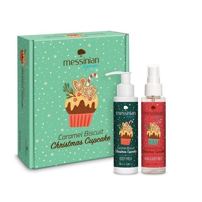 Φωτογραφία προϊόντος: Messinian Spa Promo Καραμέλα-Μπισκότο Χριστουγεννιάτικο Cupcake Box 2 - Γαλάκτωμα Σώματος 100ml & Σπρέι Μαλλιά & Σώμα 100ml