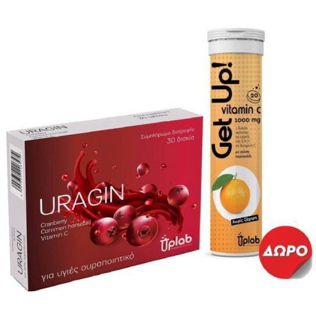 Φωτογραφία προϊόντος: Uplab Pharmaceuticals Uplab Promo Uragin για την Καλή Υγεία του Ουροποιητικού Συστήματος 30 δισκία - ΔΩΡΟ Vitamin C 1000mg Αναβράζοντα με Γεύση Πορτοκάλι 20 δισκία